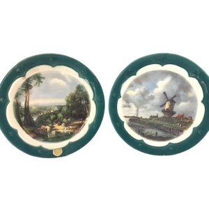 2 Royal Copley Wall Pocket Vase Stand Mill Windmill Farm Country Nature Holland